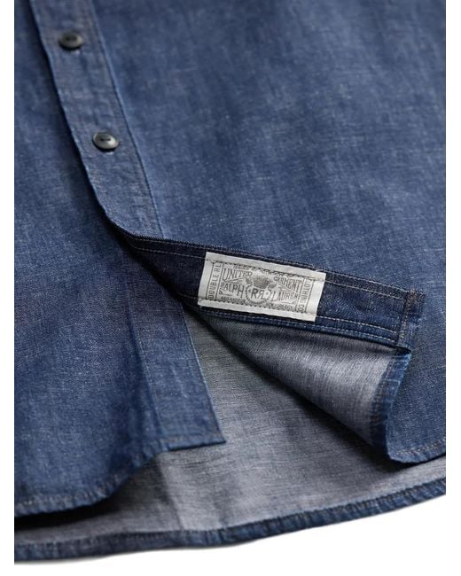 RRL Blue Buttoned Shirt for men