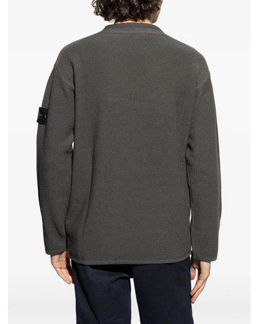 Stone Island Gray Compass-Badge Knitted Sweater for men