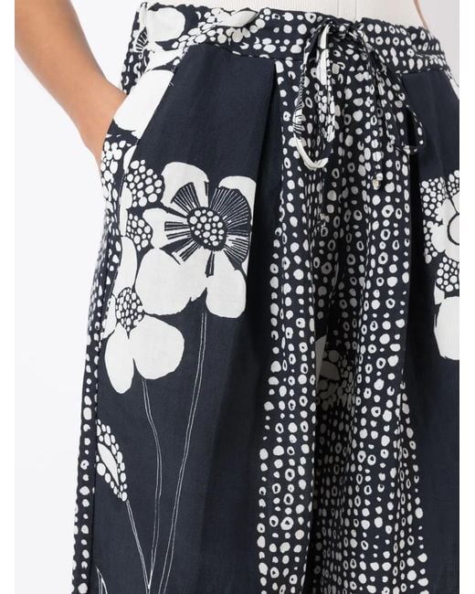 Amir Slama Black Floral-Print Straight-Leg Trousers