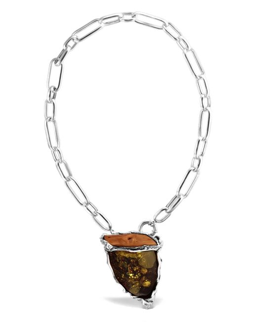 Elle Macpherson Stone Pendant Necklace Metallic