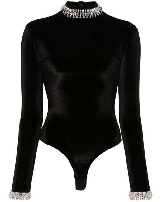Atu Body Couture Black Crystal-embellished Bodysuit