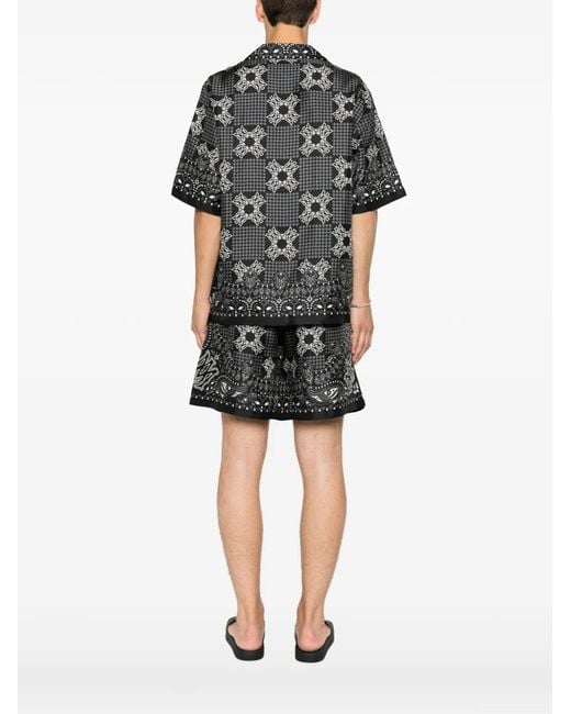 Amiri Gray Paisley-Print Short-Sleeve Shirt for men