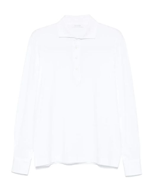 Cruciani Fein Geripptes Poloshirt in White für Herren