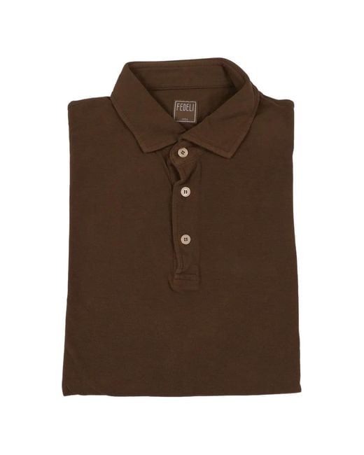 Fedeli Brown Cotton Polo Shirt for men