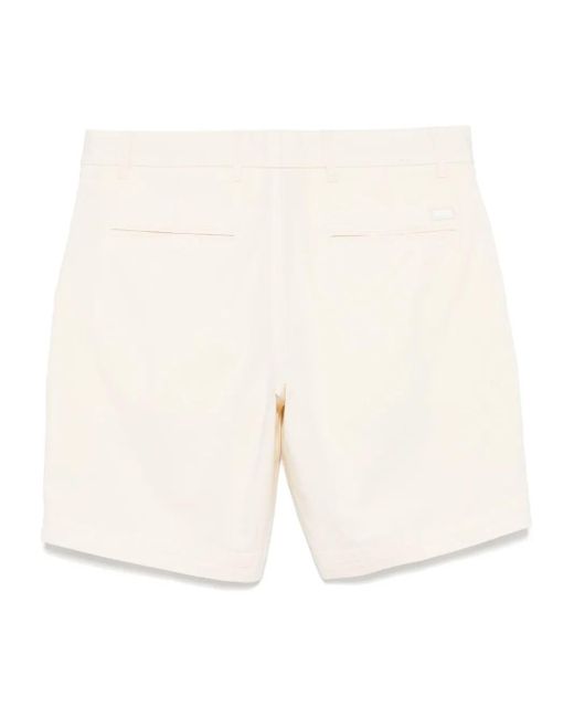 Boss White Gabardine Chino Shorts for men