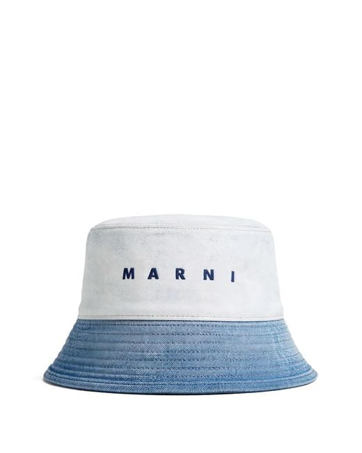 Marni Blue Logo Denim Bucket Hat for men