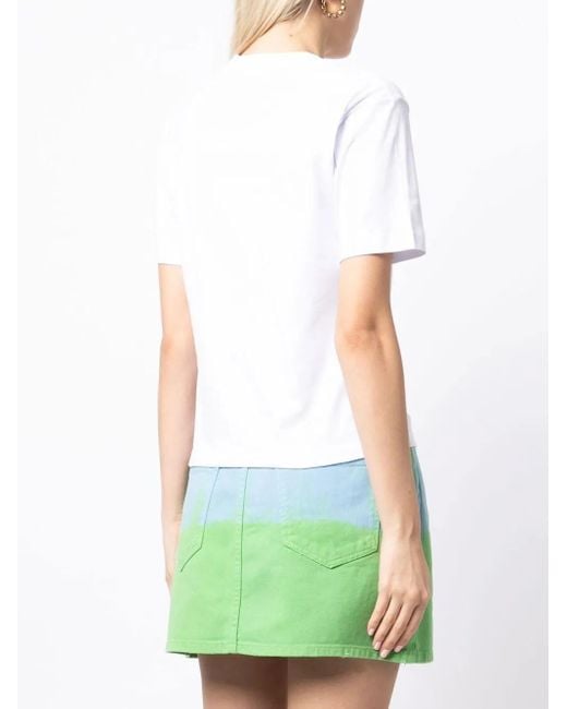 MSGM White Logo-Patch Short-Sleeve T-Shirt