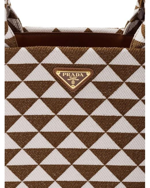 Prada Brown Large Symbole Embroidered Tote Bag