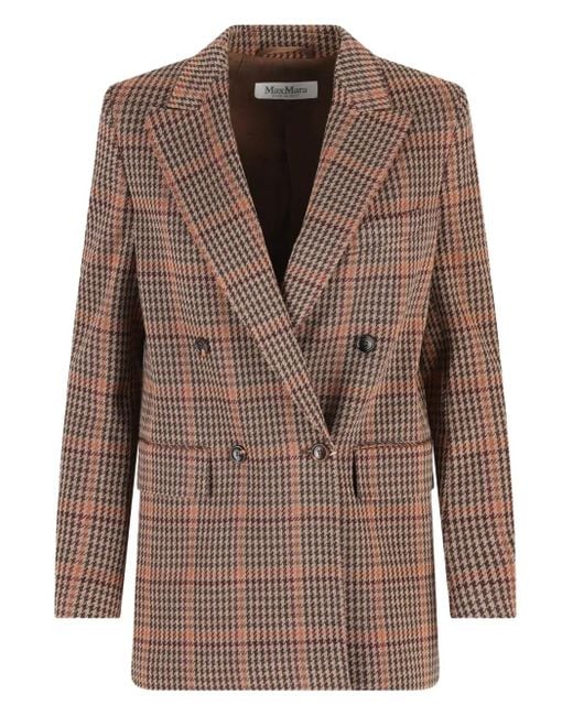 Max Mara Double-breasted Check Blazer Brown