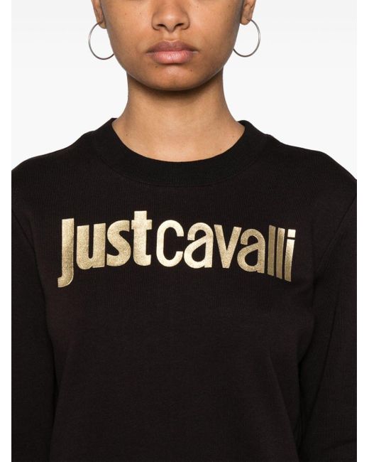 Sweat en coton à logo imprimé Just Cavalli en coloris Black
