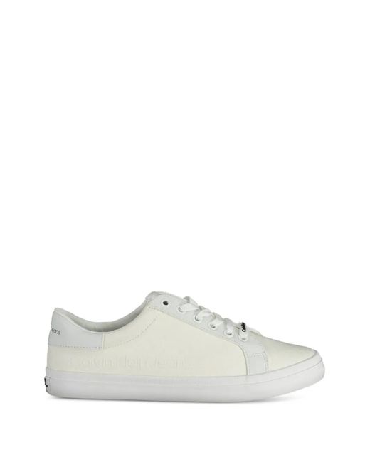 Calvin Klein White Logo-Embossed Panelled Sneakers