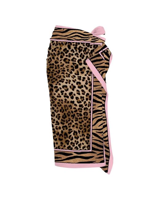 Mc2 Saint Barth Brown Animal-Print Wrap-Style Sarong