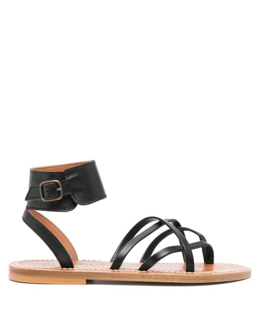 K. Jacques Black Leather Strappy Sandals
