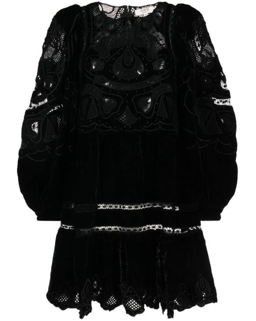 Vestido corto Eliana con detalle de encaje Sea de color Black