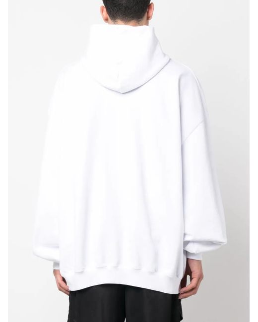 Vetements White Logo-Print Cotton-Blend Hoodie