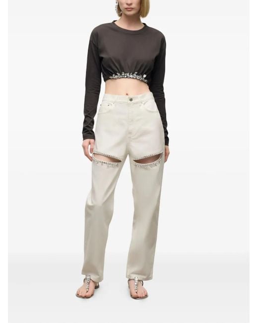 Area Black Crystal-Cluster Long-Sleeve T-Shirt