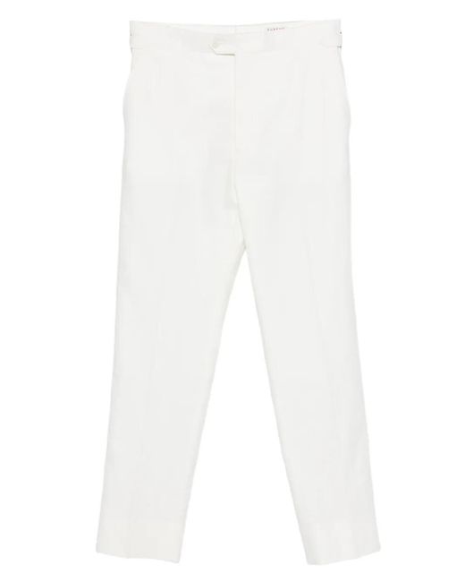 Fursac White Belt-Loops Trousers for men