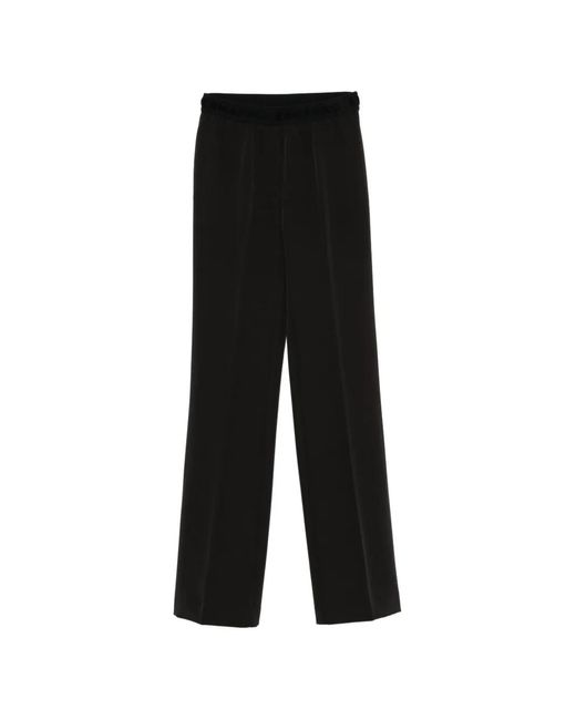 ERMANNO FIRENZE Black Logo-Waistband Straight-Leg Trousers