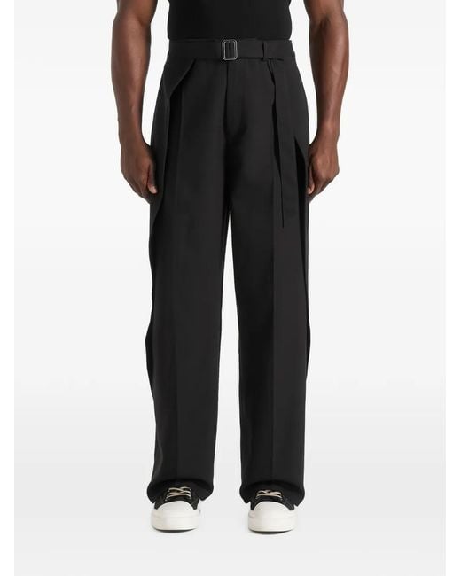 Manière De Voir Black Charles Wide Fit Wrap Leg Tailored Trousers for men