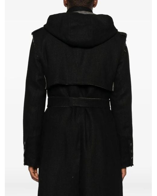 K'ANG Black Hooded Double-Breasted Coat for men