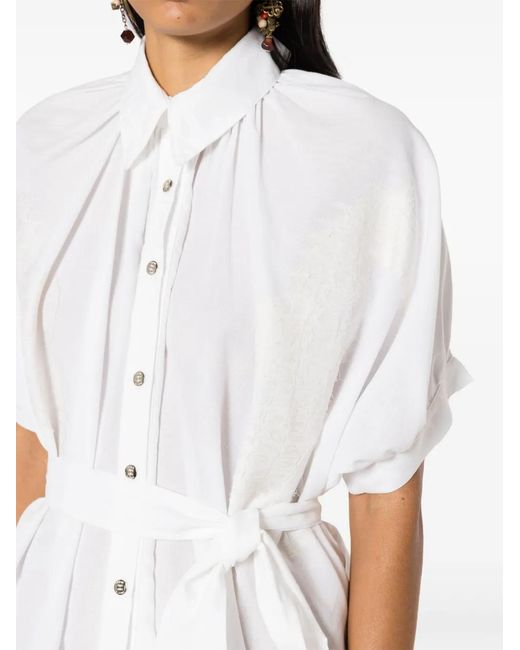 Amir Slama White Tied-Waist Shirt Dress
