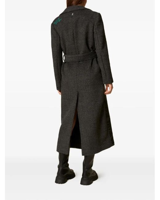 Twinset チェック ベルテッドコート Black