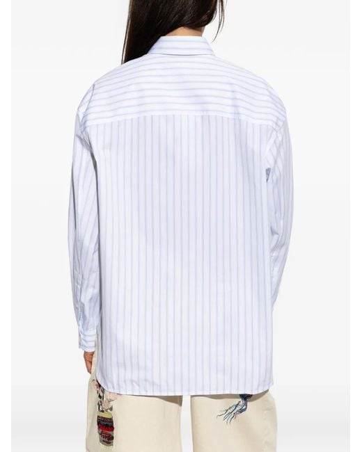 Maison Kitsuné White Striped Long-Sleeve Shirt