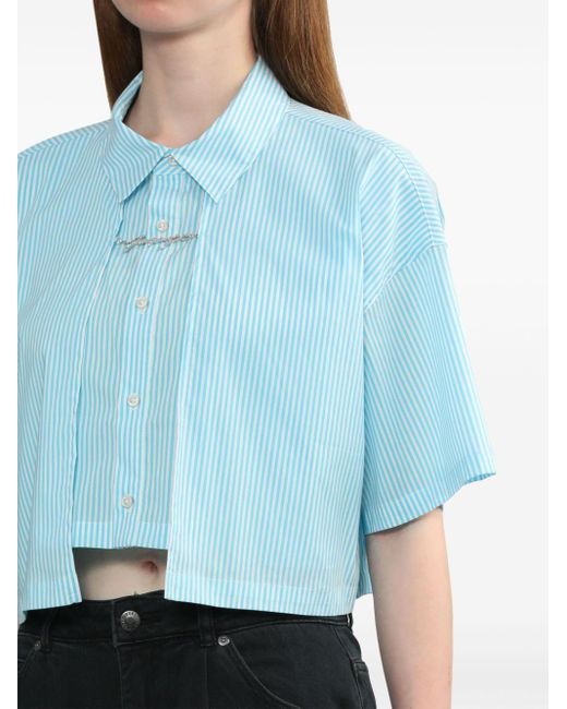Camicia crop a righe di Izzue in Blue