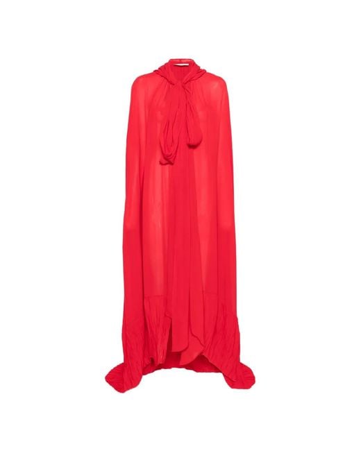Blumarine Red Hooded Pussy-Bow Cape