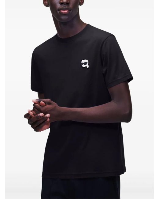 メンズ Karl Lagerfeld Ikon プリント Tシャツ Black