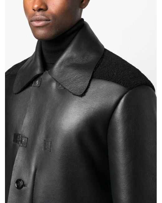 NAMACHEKO Black Panelled Leather Jacket for men