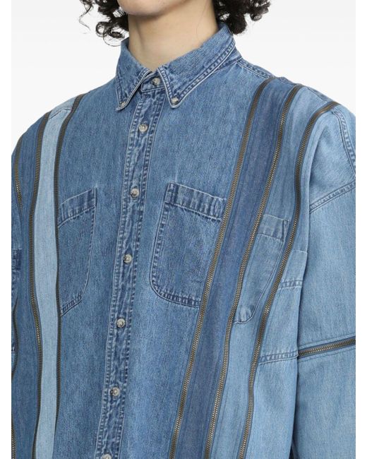 Needles Blue Zip-Detailing Denim Shirt for men