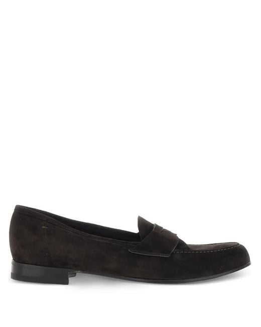 Lidfort Black Penny-Slot Loafers for men