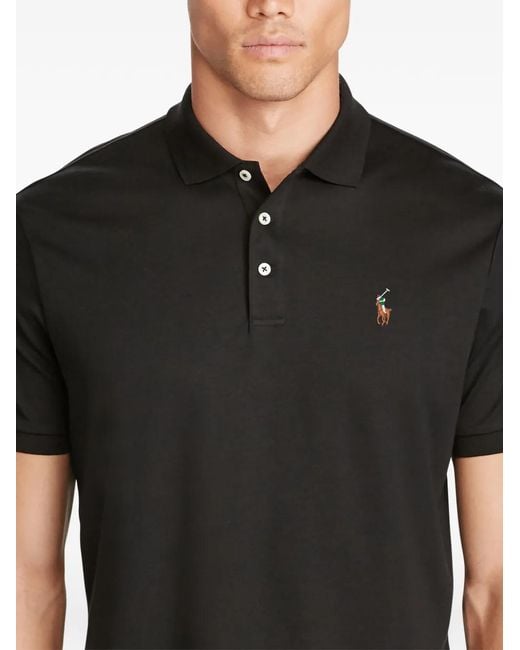 Polo Ralph Lauren Black Polo Boutonné À Manches Courtes for men