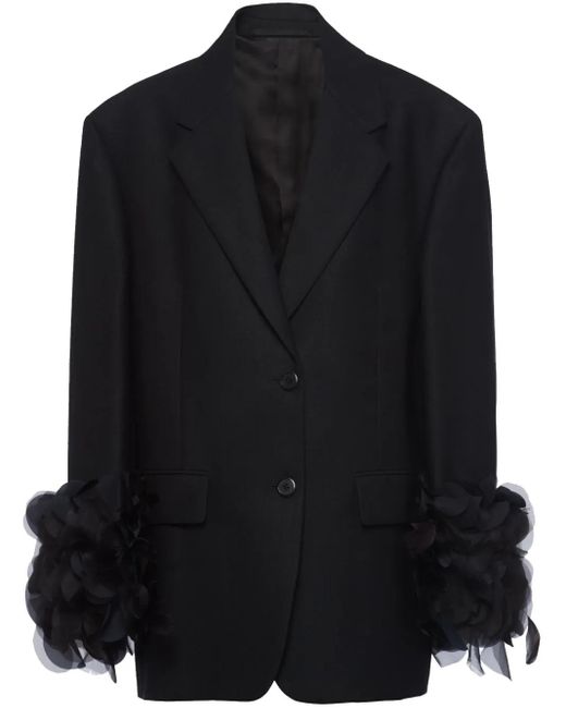 Prada Black Blazer Aus Wolle Mit Federn