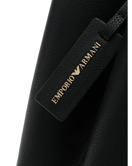 Emporio Armani Black Debossed-Logo Tote Bag