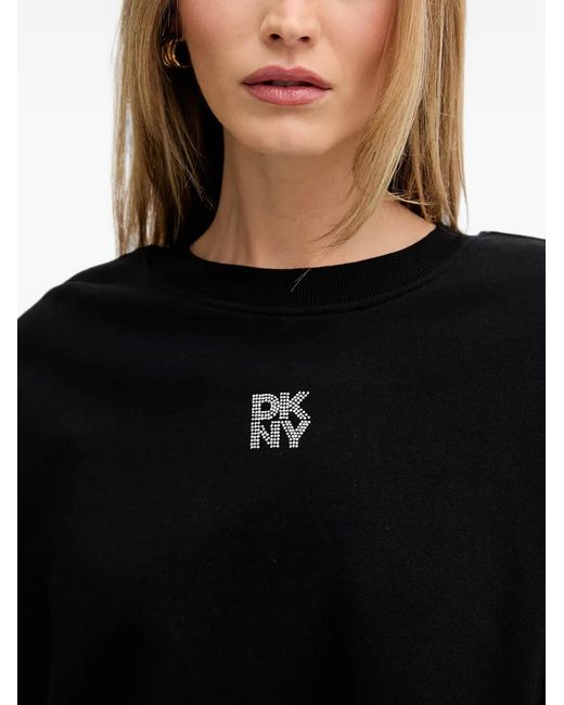 DKNY Black Logo-Embellished Crew Neck Sweatshirt