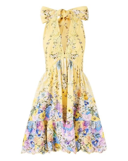 Vestido corto con dobladillo de volantes Camilla de color White