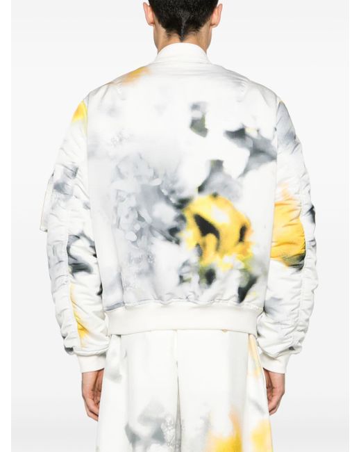 Alexander McQueen Gray Grey Obscured Flower Bomber Jacket - Men's - Polyester for men