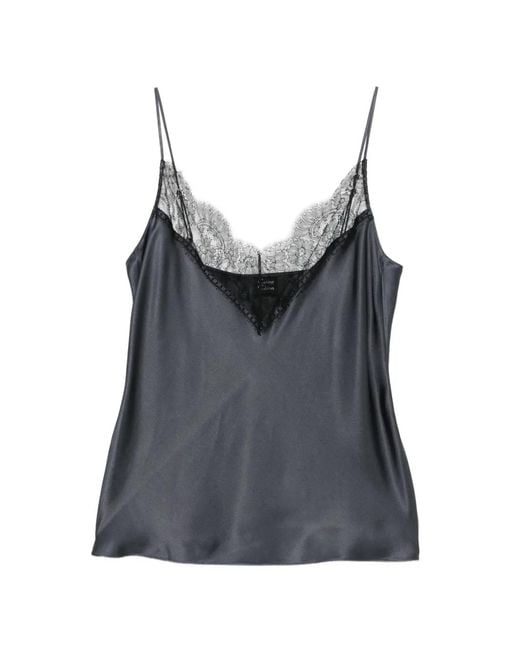 Carine Gilson Black Lace-Trim Camisole