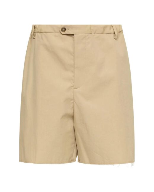 MM6 by Maison Margiela Natural Frayed-Details Cotton Shorts