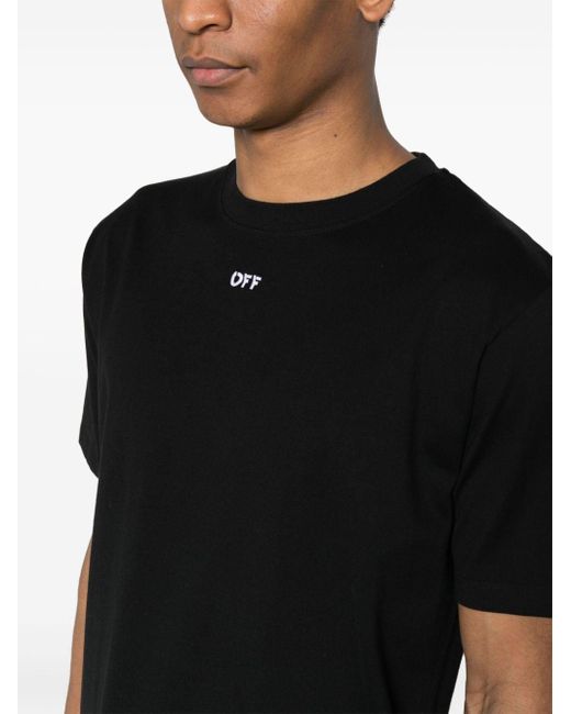 T-shirt en coton à logo brodé Off-White c/o Virgil Abloh pour homme en coloris Black