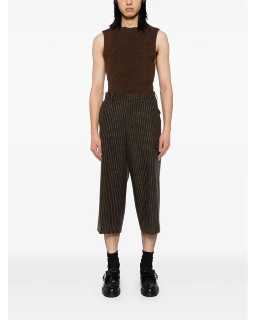 AMI Gray Striped Cropped Trousers for men