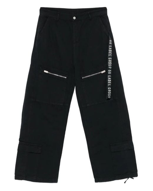 44 Label Group Black Logo-Tape Trousers for men