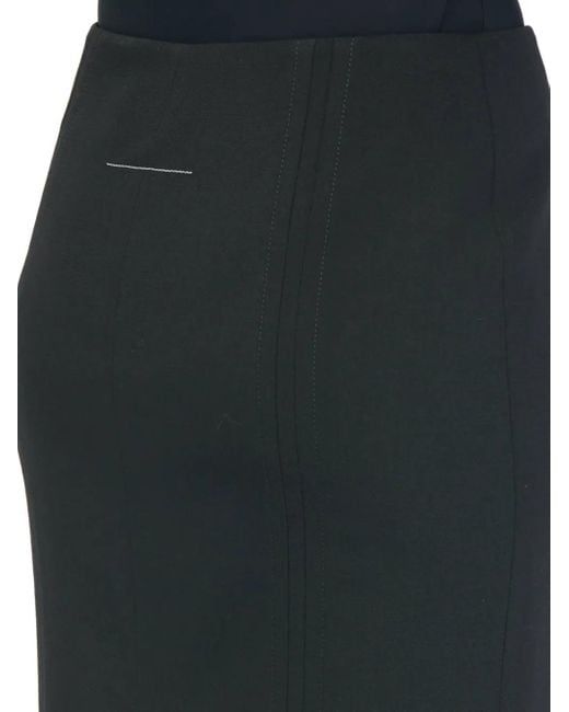 MM6 by Maison Margiela Black Back-Slit Midi Skirt