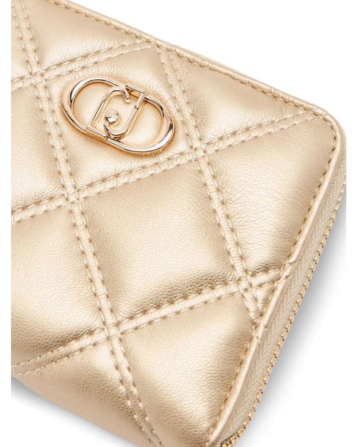Liu Jo Natural Monogram-Plaque Quilted Wallet