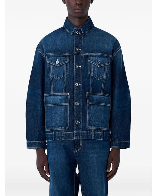 Jean Paul Gaultier Blue Front-Pocket Denim Jacket for men