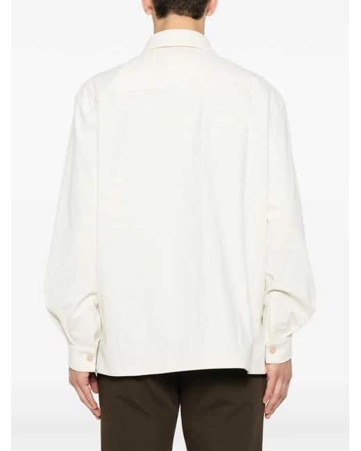Karl Lagerfeld White Corduroy-Effect Flap-Pocket Overshirt for men