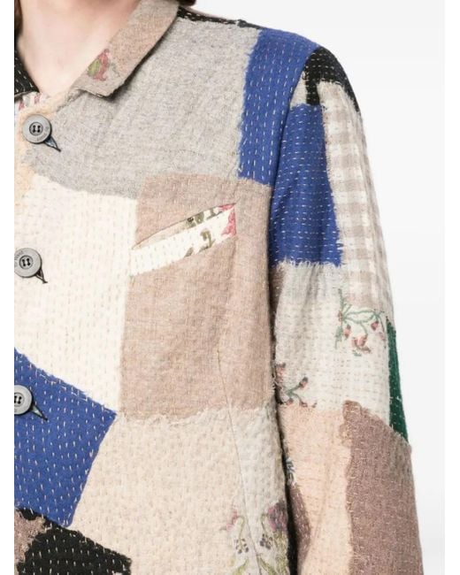 By Walid Natural Patchwork Blazer for men