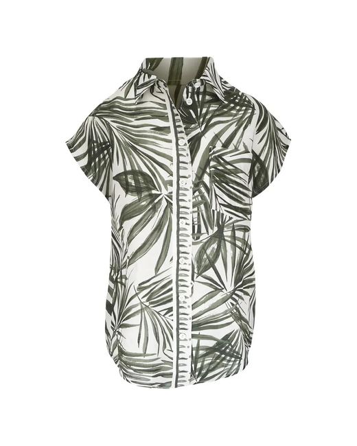Bogner White Charlet Leaf-Print Blouse